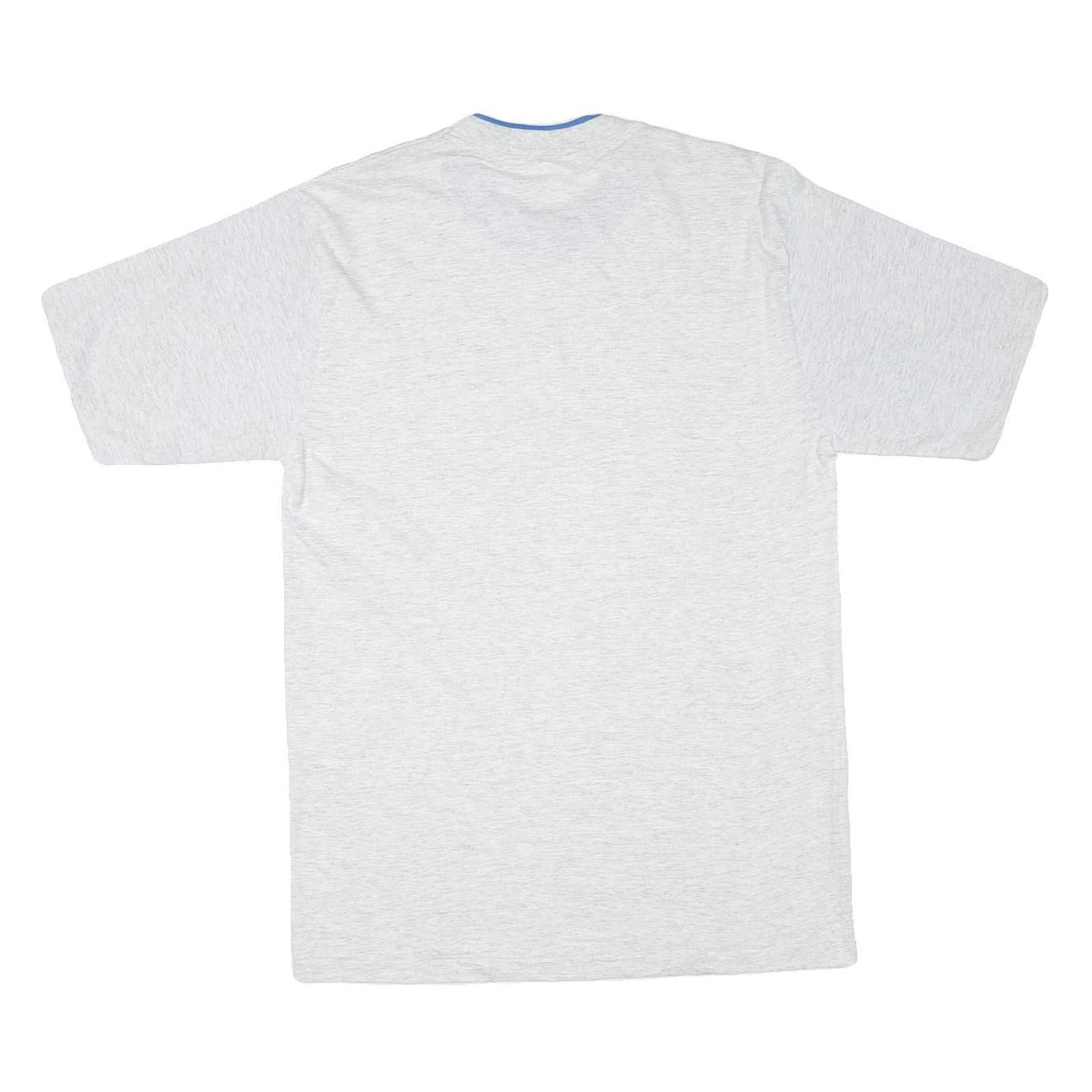 LAT Mens White & Blue Modern T-Shirt L Short Sleeve Crew Neck Cotton Blend