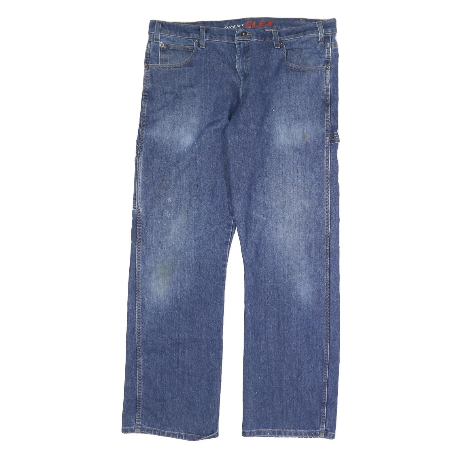 DICKIES Mens Regular Blue Denim Jeans W38 L30 Workwear Zip Closure Relaxed