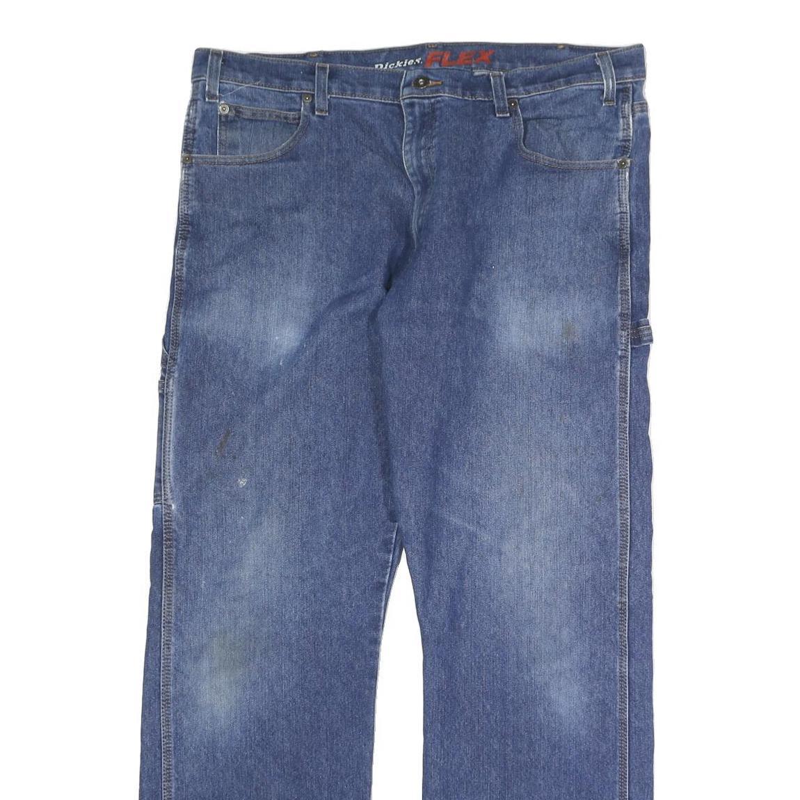 DICKIES Mens Regular Blue Denim Jeans W38 L30 Workwear Zip Closure Relaxed