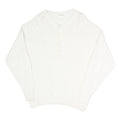 Womens White Plain Pullover Jumper V-Neck Basic Knit L Viscose Blend Soft