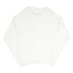 Womens White Plain Pullover Jumper V-Neck Basic Knit L Viscose Blend Soft