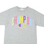 CHAMPION Mens Grey Colourblock Graphic T-Shirt L Short Sleeve Crew Neck