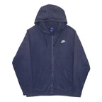 NIKE Mens Blue Full Zip Hoodie 2XL Cotton Blend Casual Sportswear