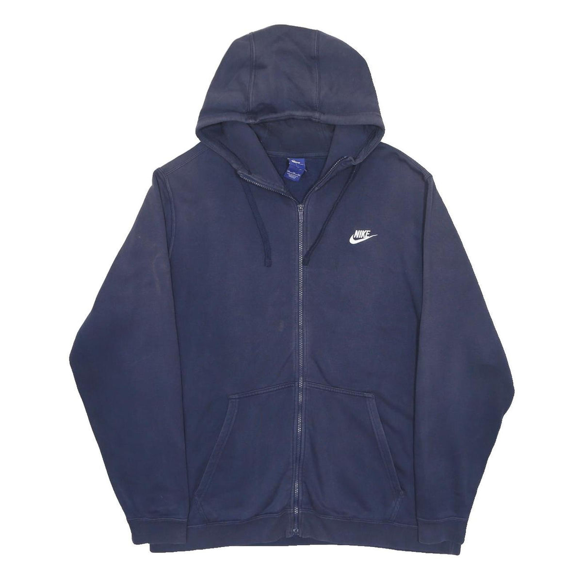 NIKE Mens Blue Full Zip Hoodie 2XL Cotton Blend Casual Sportswear