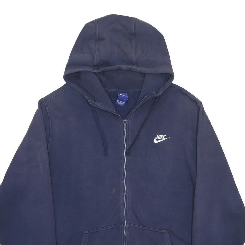 NIKE Mens Blue Full Zip Hoodie 2XL Cotton Blend Casual Sportswear