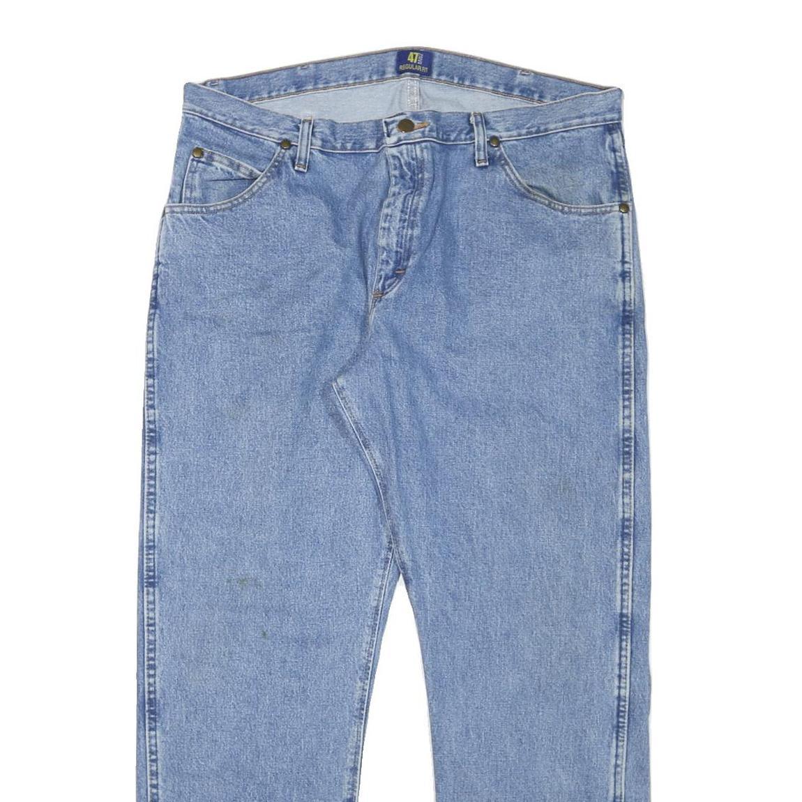 WRANGLER Mens Blue Regular Fit Straight Denim Jeans W37 L30 Classic Style