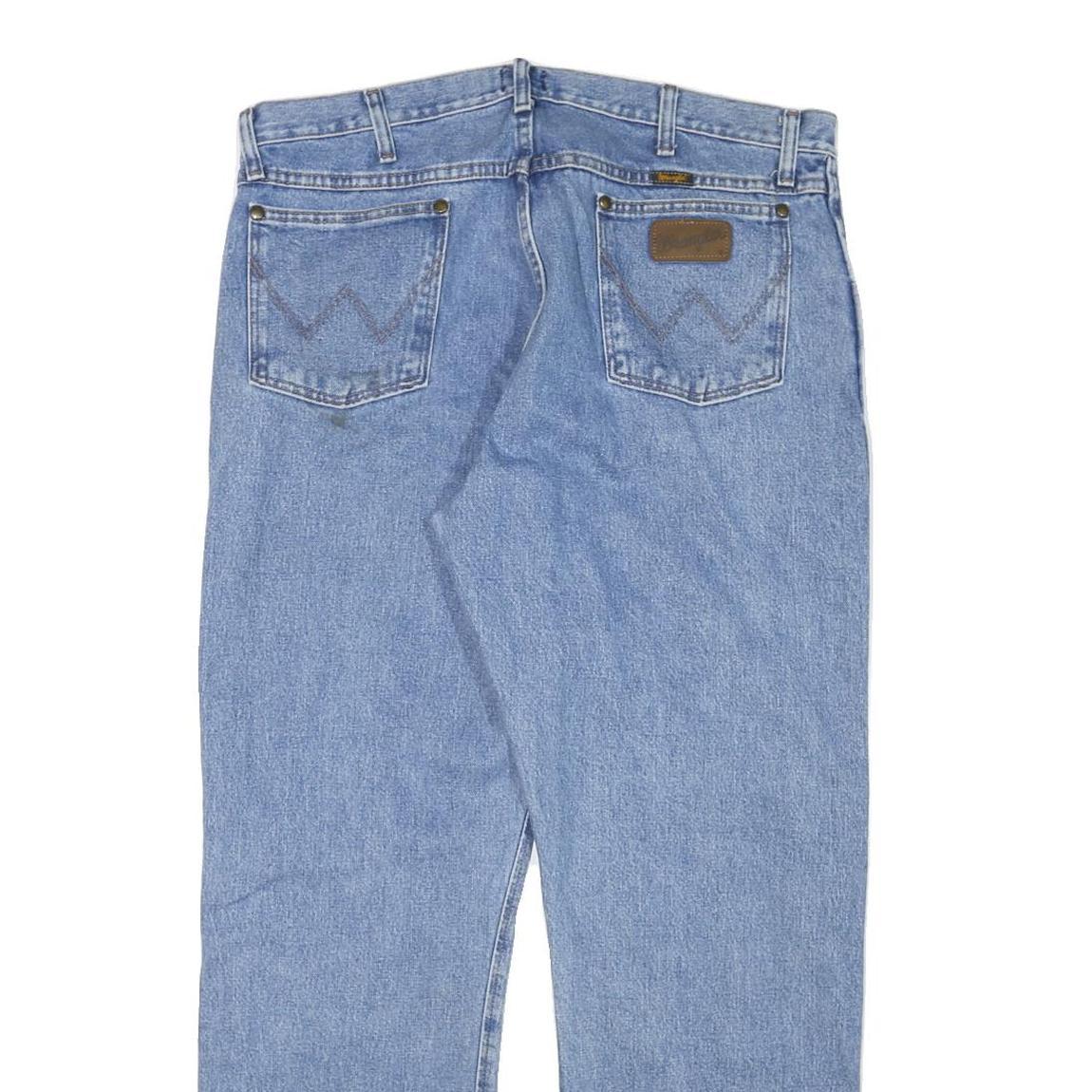 WRANGLER Mens Blue Regular Fit Straight Denim Jeans W37 L30 Classic Style