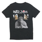 POETIC JUSTICE Mens Black Graphic T-Shirt S Short Sleeve Crew Neck Tupac Print