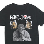 POETIC JUSTICE Mens Black Graphic T-Shirt S Short Sleeve Crew Neck Tupac Print