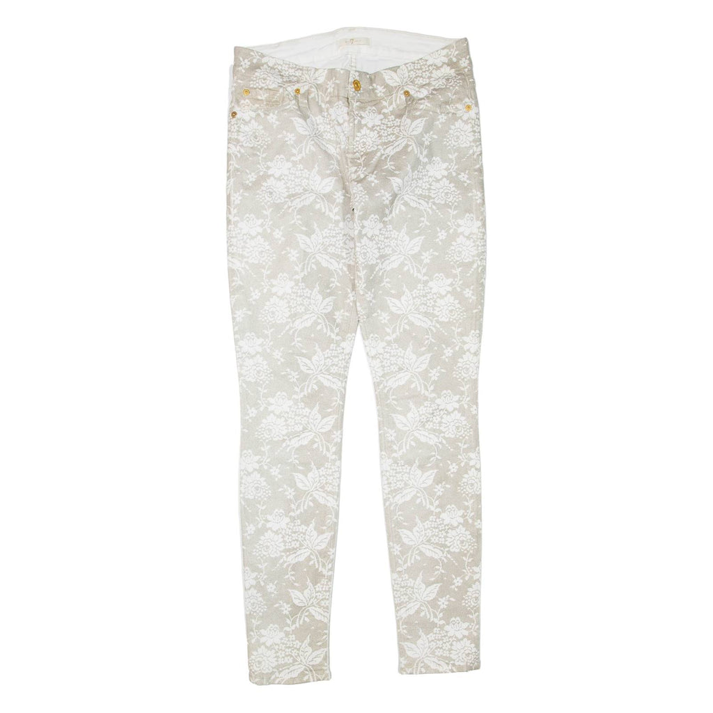 7 FOR ALL MANKIND Floral Womens Trousers Grey Regular Skinny W29 L30