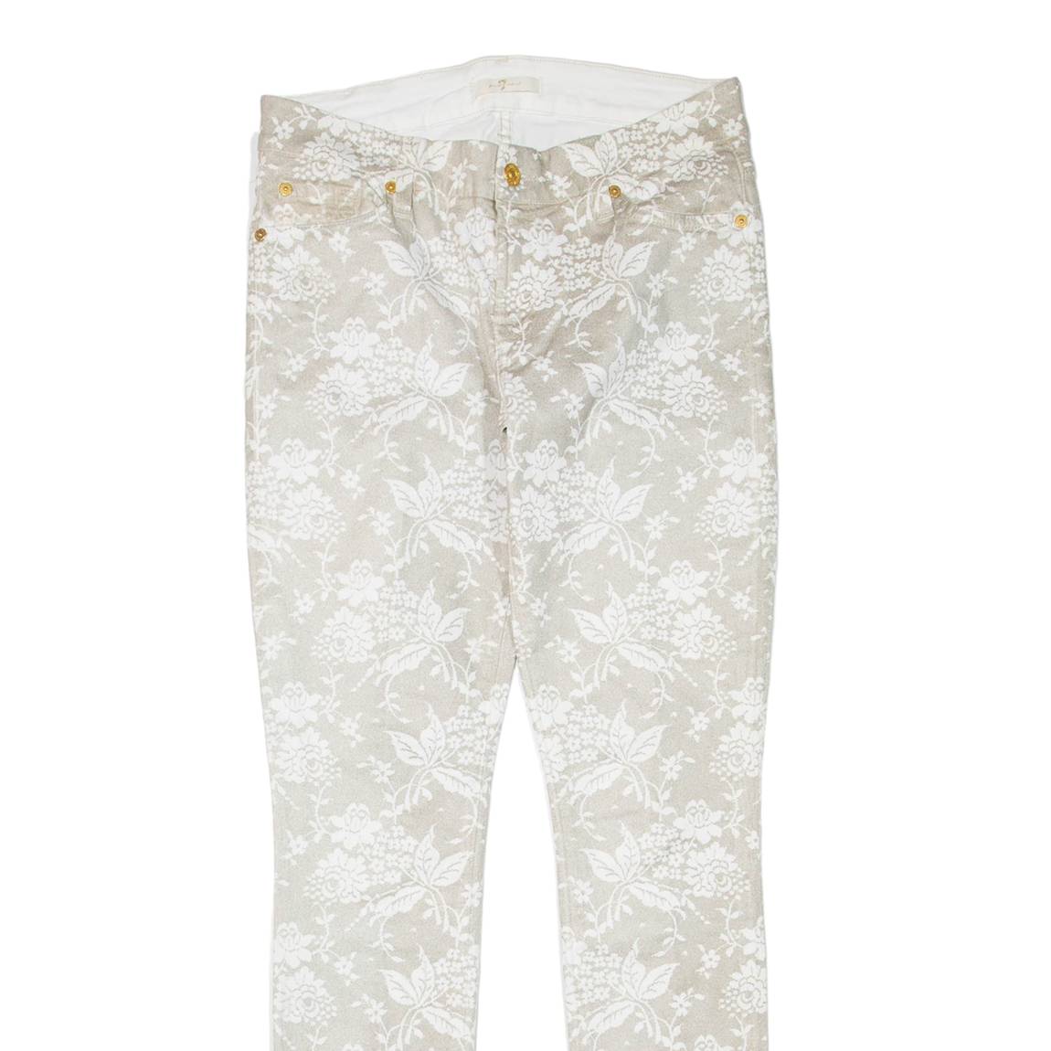 7 FOR ALL MANKIND Floral Womens Trousers Grey Regular Skinny W29 L30