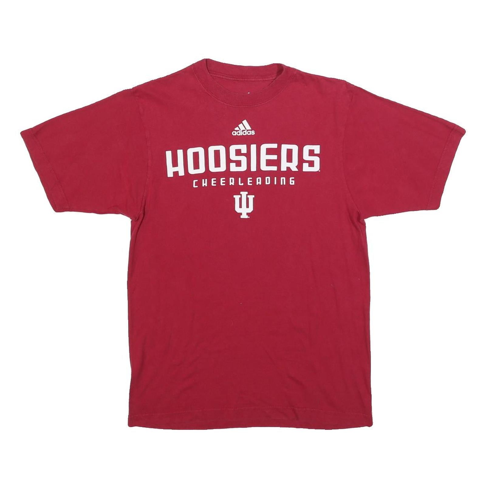 ADIDAS Mens Red Hoosiers Cheerleading Graphic T-Shirt S Short Sleeve Crew Neck