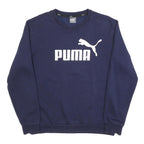 PUMA Mens Blue Navy Sweatshirt Crew Neck M Cotton Blend Pullover Sportswear
