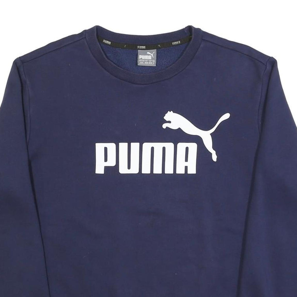 PUMA Mens Blue Navy Sweatshirt Crew Neck M Cotton Blend Pullover Sportswear