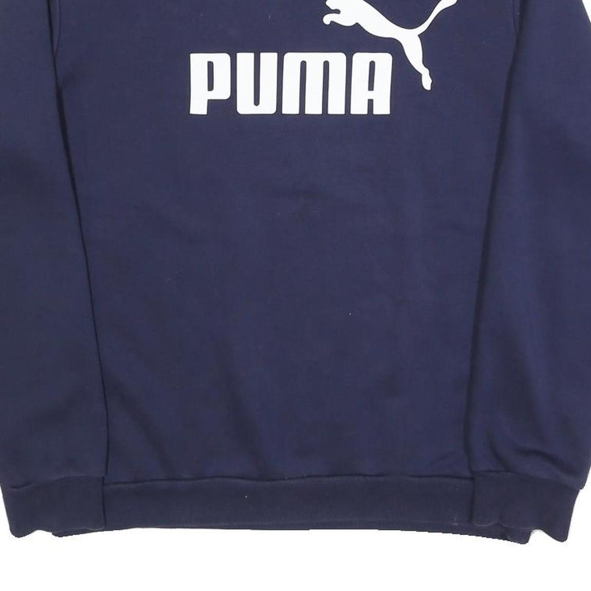 PUMA Mens Blue Navy Sweatshirt Crew Neck M Cotton Blend Pullover Sportswear