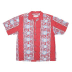 POINT ZERO Mens Red Hawaiian Shirt L Cotton Floral Pattern Casual Summer