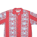 POINT ZERO Mens Red Hawaiian Shirt L Cotton Floral Pattern Casual Summer