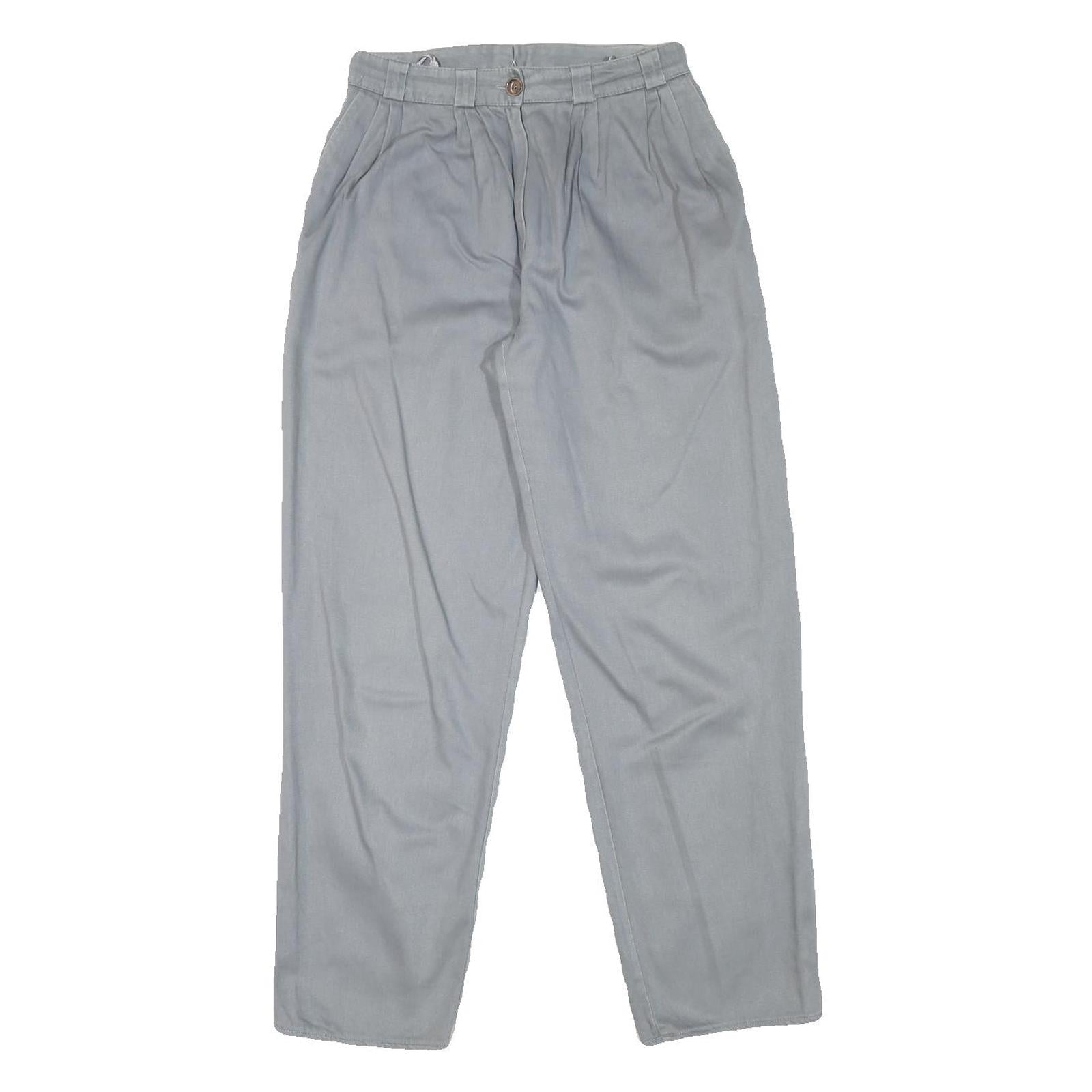 ROCHELLE Womens Cotton Blend Relaxed Blue Trousers W26 L27 Casual Zip