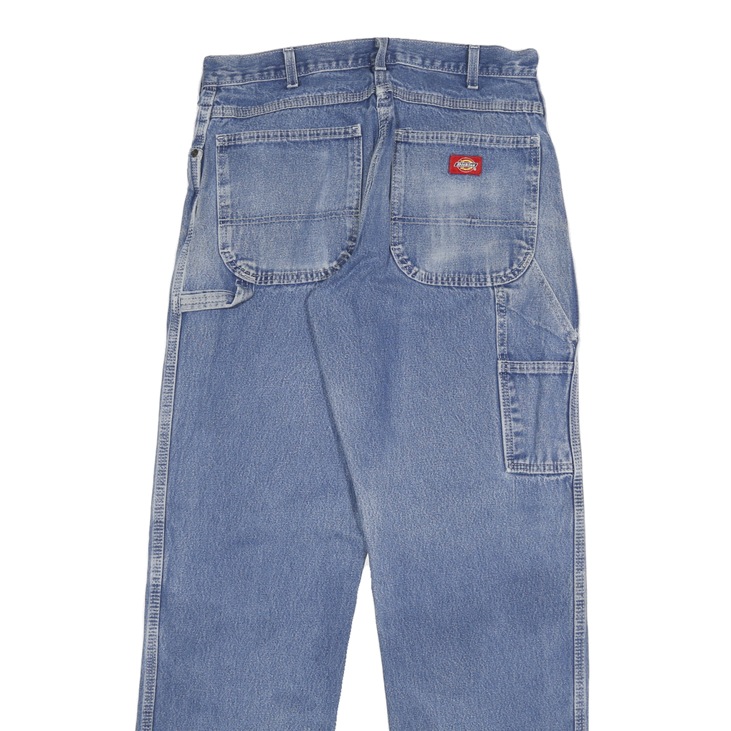 DICKIES Mens Jeans Blue Regular Straight Denim Medium W30 L32 Workwear Zip