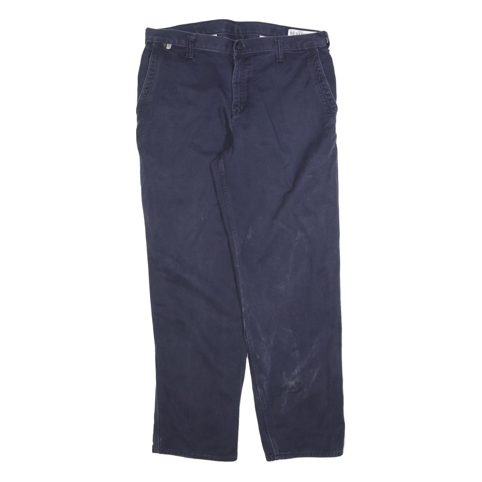 CARHARTT Mens Cotton Blend Blue Relaxed Straight Trousers W36 L34 Workwear