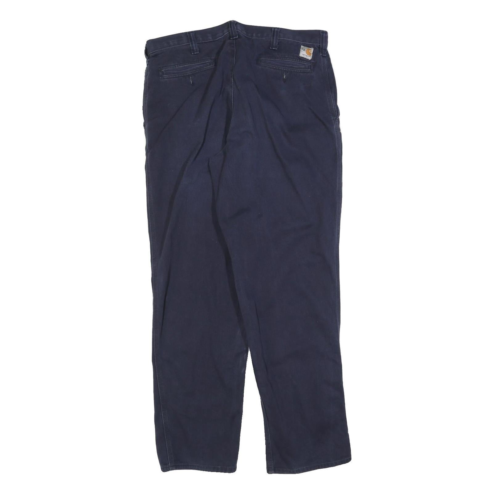 CARHARTT Mens Cotton Blend Blue Relaxed Straight Trousers W36 L34 Workwear