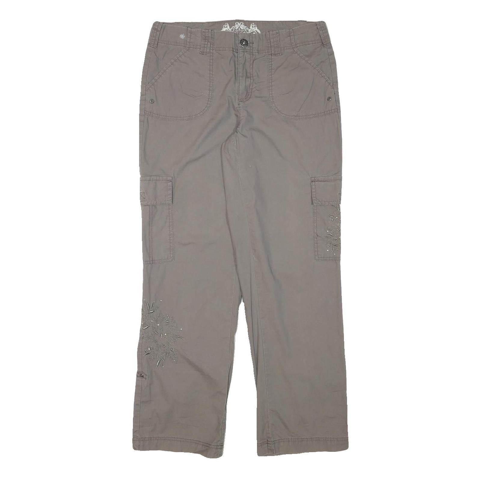 KHAKI AND CO Womens Cotton Blend Beige Regular Fit Straight Leg Trousers W32 L30