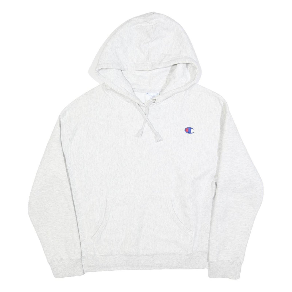 CHAMPION REVERSE WEAVE Womens White Hoodie L Cotton Blend Pullover Sweatshirt