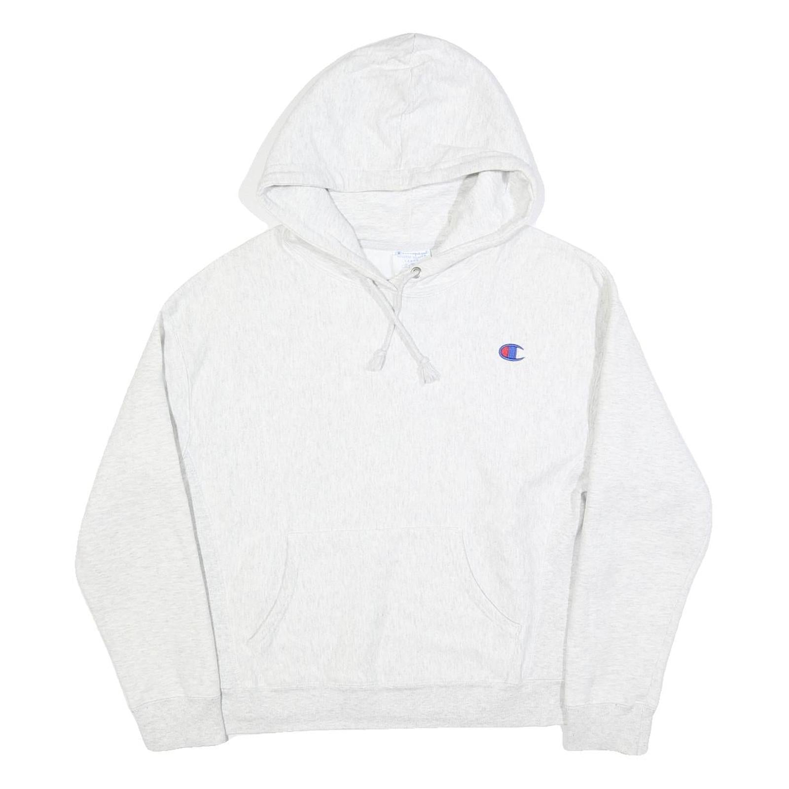 CHAMPION REVERSE WEAVE Womens White Hoodie L Cotton Blend Pullover Sweatshirt