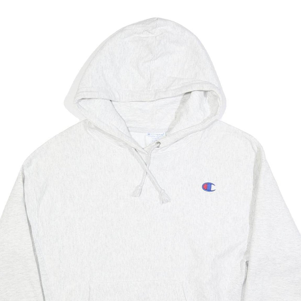 CHAMPION REVERSE WEAVE Womens White Hoodie L Cotton Blend Pullover Sweatshirt