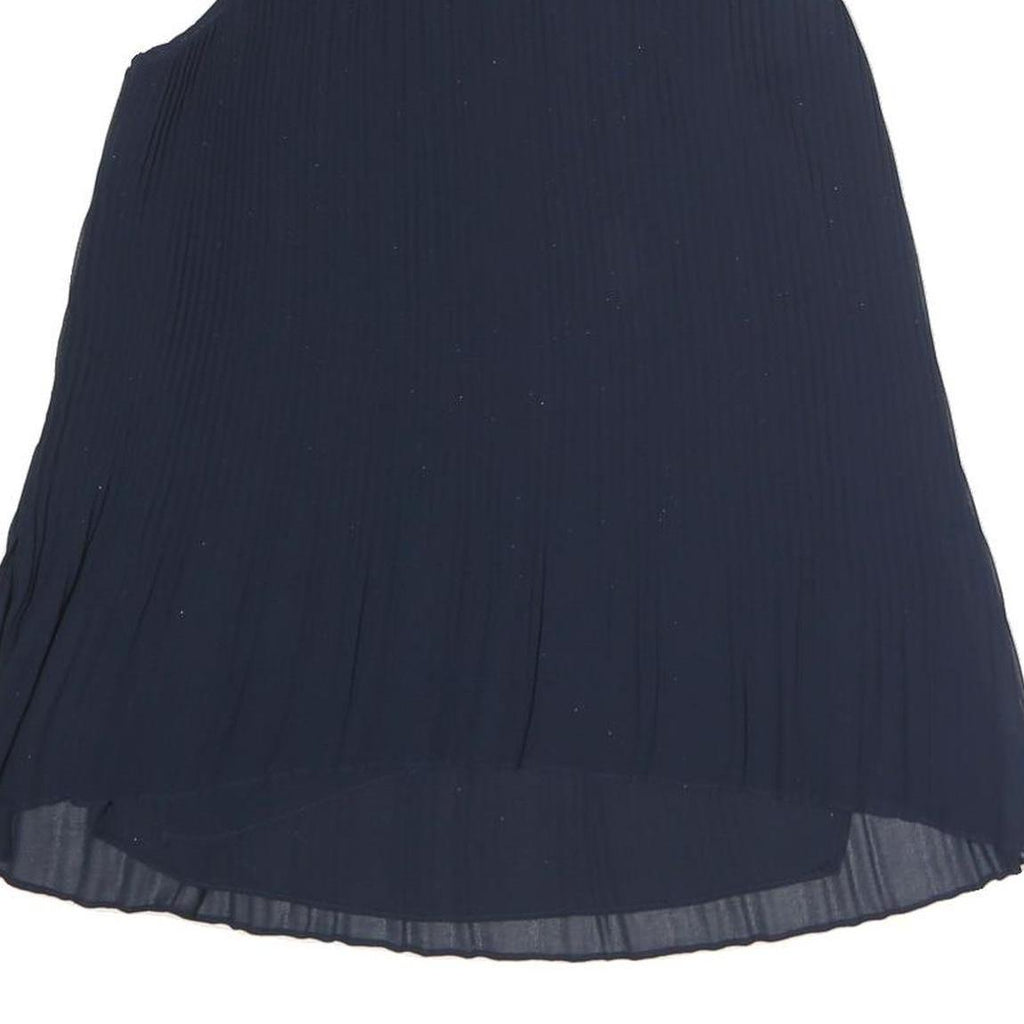 ZARA Womens Blue Sleeveless Round Neck Pleated Top XS Lightweight