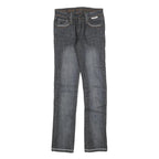 REBEL SPIRIT Womens Slim Blue Denim Jeans W26 L32 British Flag Stitching