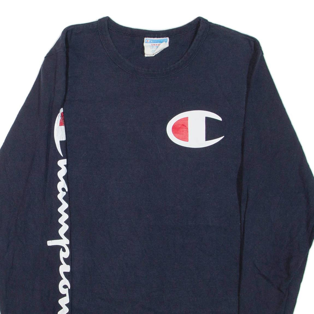 CHAMPION Mens T-Shirt Blue Long Sleeve S