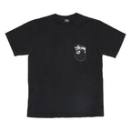 STUSSY 8 Ball Mens Black Graphic T-Shirt M Short Sleeve Crew Neck Cotton