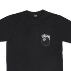 STUSSY 8 Ball Mens Black Graphic T-Shirt M Short Sleeve Crew Neck Cotton