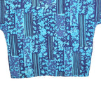 MAN GO Womens Blue Printed Blouse Short Sleeve Round Neck XL Lightweight