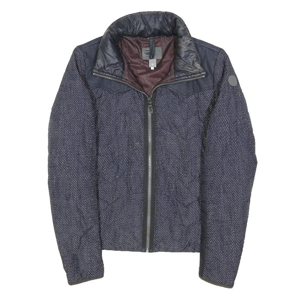 G-STAR Womens Blue Zip Jacket M Polyester Blend Tweed Casual Lightweight