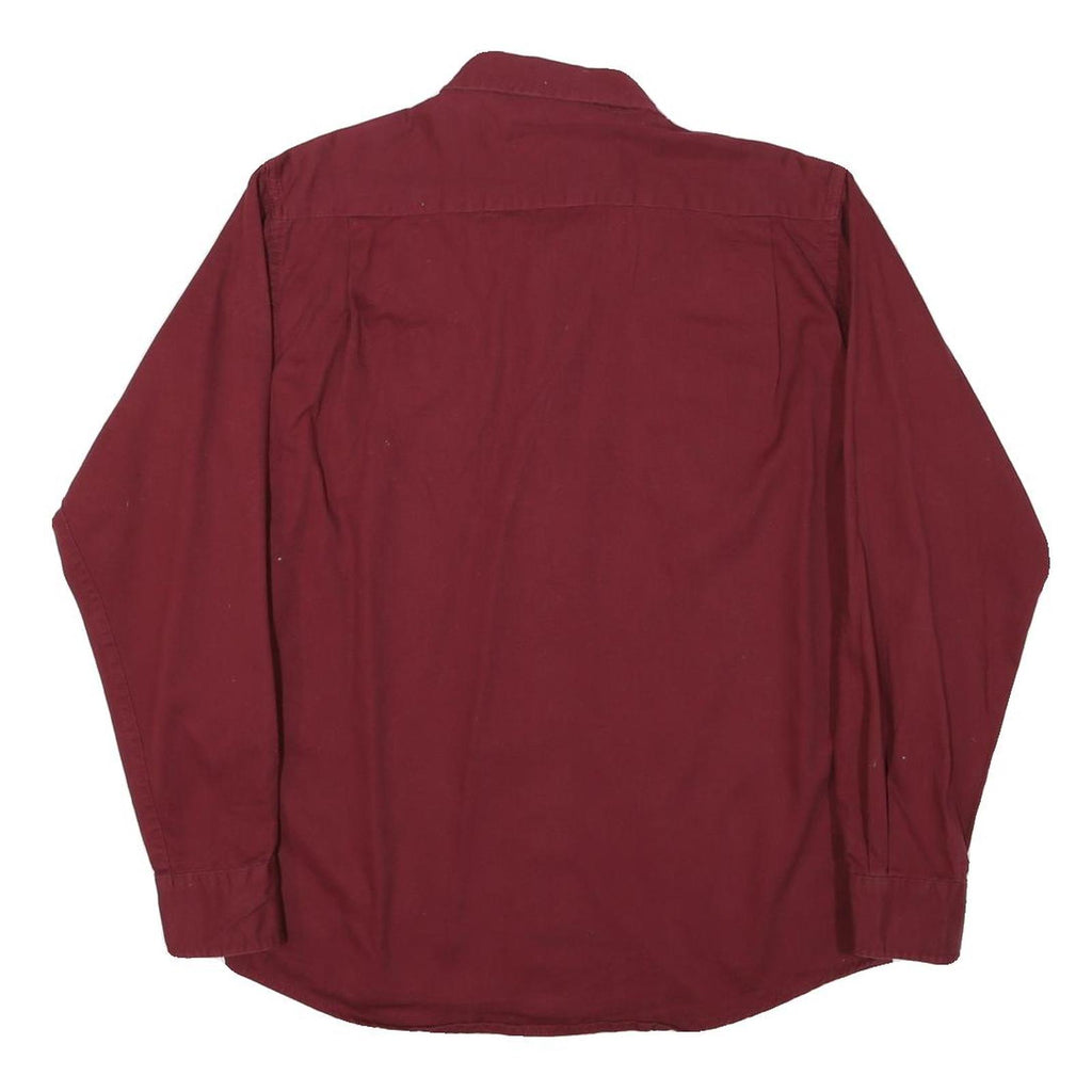 WRANGLER Mens Maroon Cotton Blend Shirt M Button Chest Pockets Classic Fit