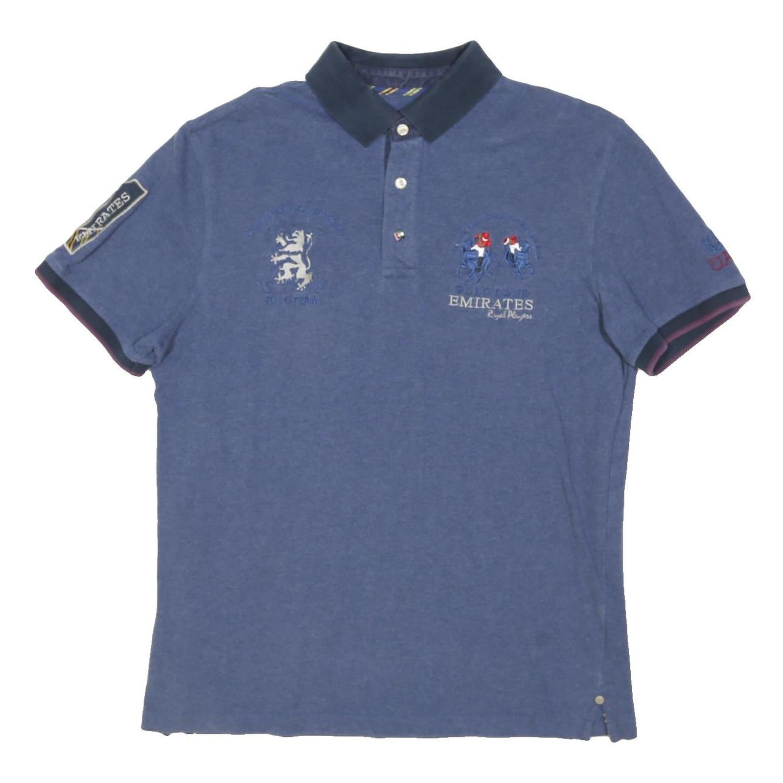 PIERRE CARDIN Mens Blue Polo Shirt L Cotton Blend Embroidered Emirates UAE Dubai