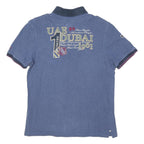 PIERRE CARDIN Mens Blue Polo Shirt L Cotton Blend Embroidered Emirates UAE Dubai