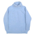 REISS Womens Blue Plain Wool Blend Chunky Knit Roll Neck Jumper S Stylish Soft