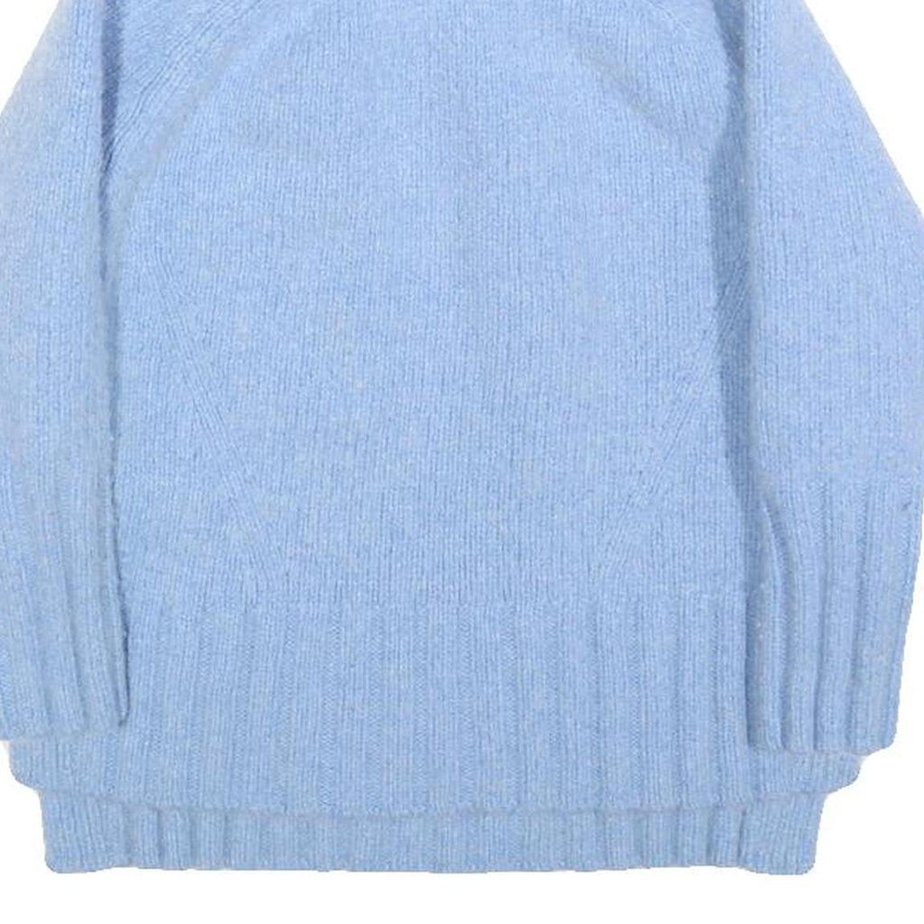 REISS Womens Blue Plain Wool Blend Chunky Knit Roll Neck Jumper S Stylish Soft