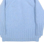 REISS Womens Blue Plain Wool Blend Chunky Knit Roll Neck Jumper S Stylish Soft