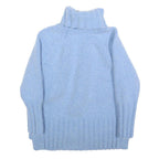 REISS Womens Blue Plain Wool Blend Chunky Knit Roll Neck Jumper S Stylish Soft