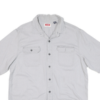 WRANGLER Mens Grey Cotton Blend Shirt L Casual Button Pocket Classic