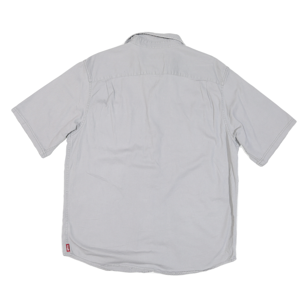 WRANGLER Mens Grey Cotton Blend Shirt L Casual Button Pocket Classic