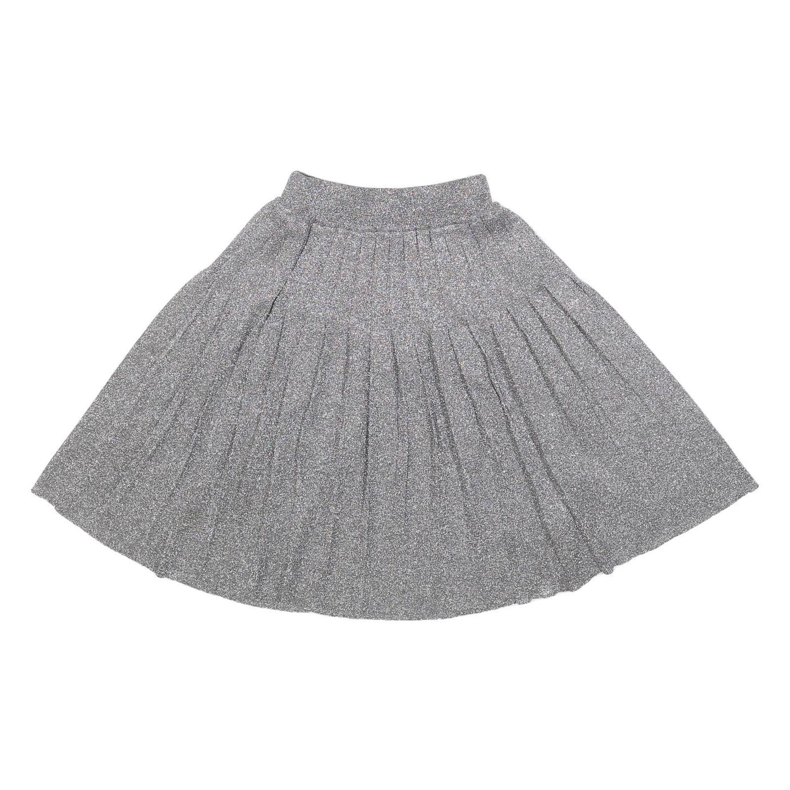 LEVI'S Womens Grey Metallic Pleated Midi Polyester Blend Skirt XS Elegant