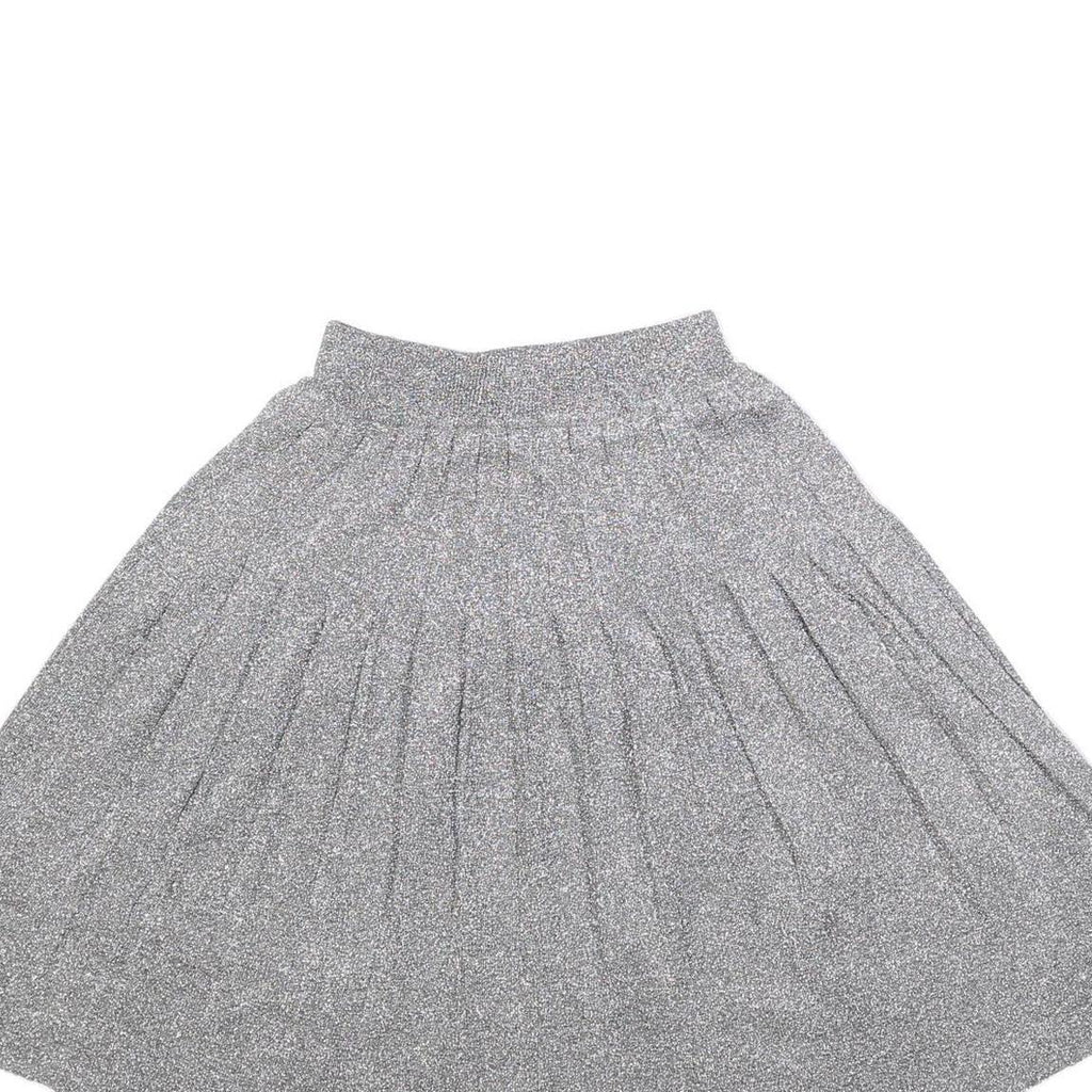 LEVI'S Womens Grey Metallic Pleated Midi Polyester Blend Skirt XS Elegant