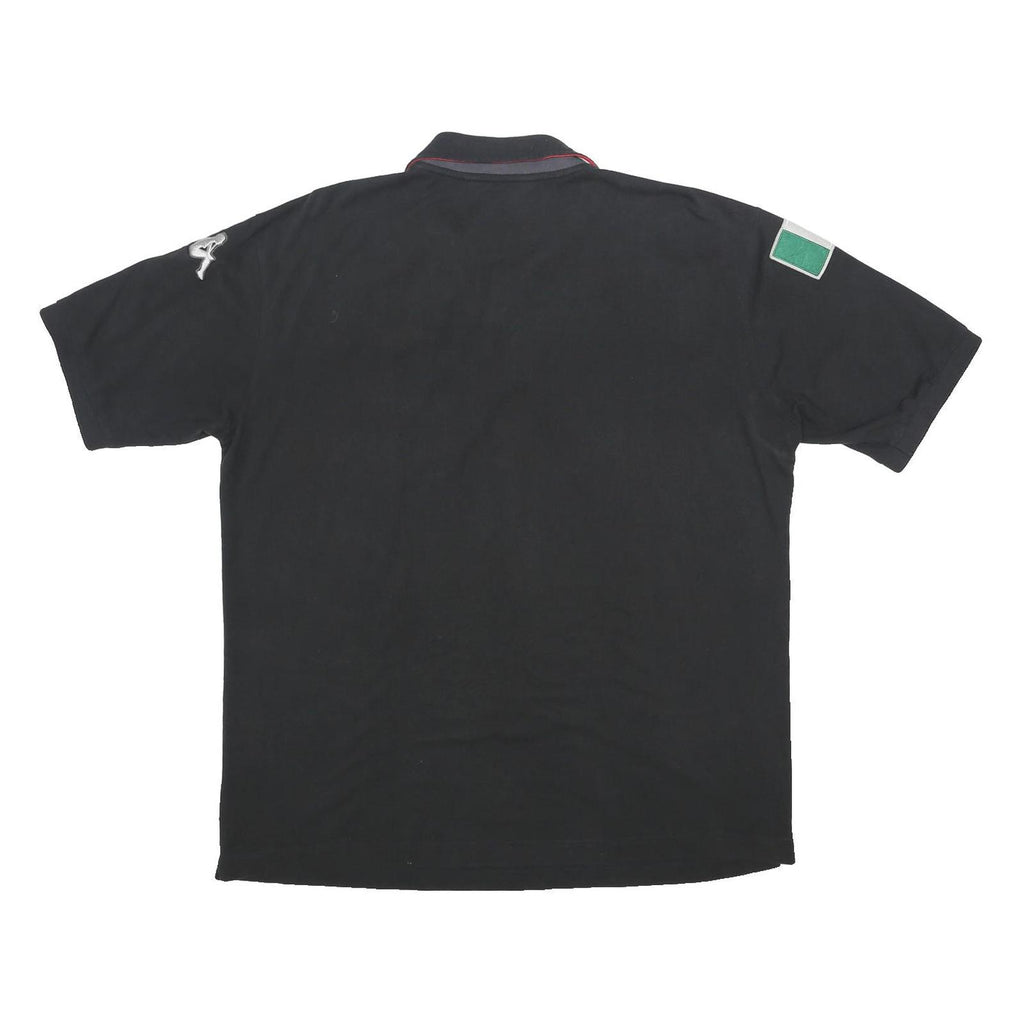 KAPPA Mens Black Italia Short Sleeve Polo Shirt XL Cotton Sportswear