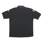 KAPPA Mens Black Italia Short Sleeve Polo Shirt XL Cotton Sportswear