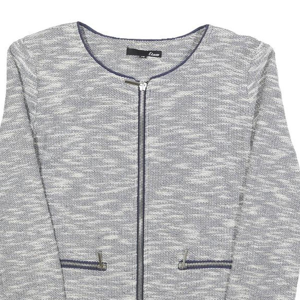 ETAM Womens Grey Cotton Blend Zip Jacket XS Knit Textured Casual Outerwear
